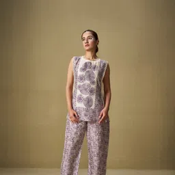 SUKRUTI DESIGN Printed Boat Neck Tunic With Trousers Co-Ords-image-84
