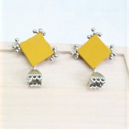 Sunlit Charm Silver Jhumka Earrings-image-17