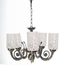 Somil Antique 5-Light Chandelier with Glass Shades, White Lighting Effect, Metal Fitting. LED Compatible. Dia: 42 X 42 X 100 Cm.-image-86