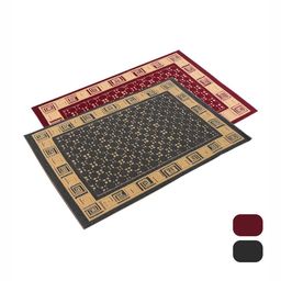 Aura Set Of 2 Maroon & Grey Cross Tee-Designed Anti-Skid Doormat-1