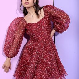 Tokyo Talkies Floral Print A-Line Mini Dress-image-55