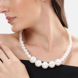 DressBerry Single Line White Beaded Necklace-picture-42
