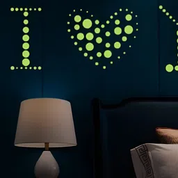 INDIAN ROYALS Green Round Glow In The Dark Waterproof Self Adhesive Wall Stickers-image-79