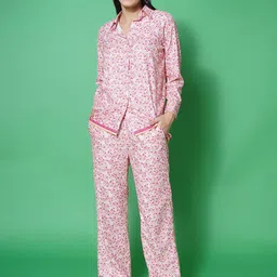 KATLINE Floral Printed Shirt With Trouser Co-Ords-picture-44