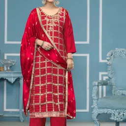 HERE&NOW Floral Woven Design Beads And Stones Banarasi Cotton Unstitched Dress Material-image-62
