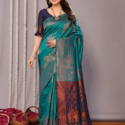 Shriyangan Ethnic Motifs Woven Design Pure Silk Kanjeevaram Saree-image-37