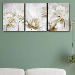 Myntra Elegant Homes White & Gold-Toned 3 Pieces Floral & Botanical Wall Art-22