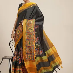 DIVASTRI Ethnic Motifs Embroidered Silk Cotton Banarasi Saree-picture-40