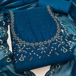 SHADOW & SAINING Floral Embroidered Sequinned Silk Georgette Unstitched Dress Material-picture-52