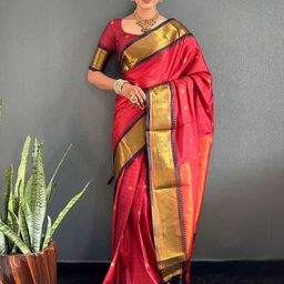 LeeliPeeri Designer Checked Zari Silk Cotton Ready to Wear Saree-44