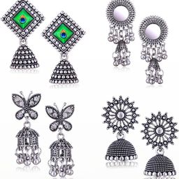 Sangria Peacock Shaped Jhumkas Earrings-image-18