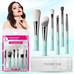MAJESTIQUE Set Of 6 Soft Synthetic Bristles Makeup Brush Set With Foldable Case-46