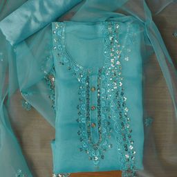 Jaipur Kurti Sequinned Embroidered Organza Unstitched Dress Material-image-64