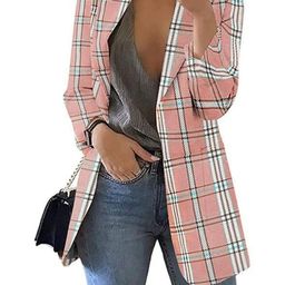 StyleCast Women Checked Lapel Collar Cotton Open Front Jacket-image-99