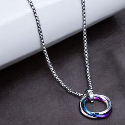 APUNKA D FASHION Unisex Silver-Plated Stainless Steel Stones Studded Pendant With Chain-13