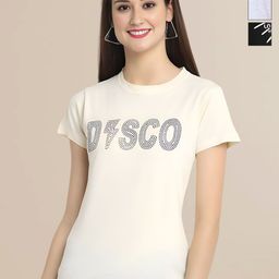 Mast & Harbour Women Typography 3 Printed Applique T-shirt-image-49