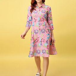 Amarasha Floral Printed Fit & Flare Midi Dress-image-92
