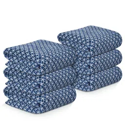 Kuber Industries Blue & White 6 Pieces Printed Microfiber 280 GSM Bath Towels-image-99