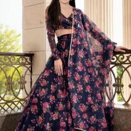 F Plus Fashion Girls Black Net Semi-Stitched Lehenga Choli-image-48