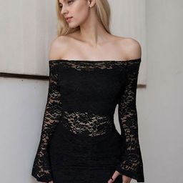 bebe Women Off-Shoulder Lace Semi Sheer Bodycon Mini Dress-image-40