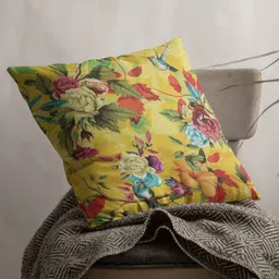 THEYAYACAFE Yellow & Blue Floral Velvet Square Cushion Covers-41