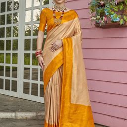 Anouk Rustic Ethnic Motifs Woven Design Banarasi Saree With Blouse Piece-picture-8