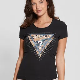 GUESS Women Brand Logo Printed Round Neck Cotton T-shirt-picture-19