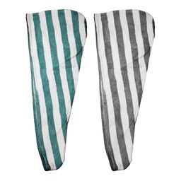 HOUSSE Grey & Turquoise Blue 2 Pieces Striped 300 GSM Microfiber Bath Towels-image-50