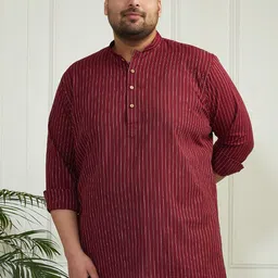 VASTRAMAY PLUS Men Striped Jacquard Kurta-image-50