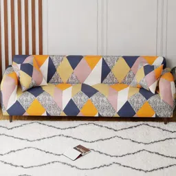 Aura Pink & Blue Printed Polyester 1 Piece Sofa Cover With Arms-image-80