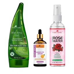 Park Daniel Set Of 3 Aloe Vera Gel- 130 ml, Rose Water- 100 ml & Under Eye Serum- 30 ml-48
