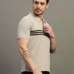 TIMBER HITCH Men Striped Polo Collar Cotton T-shirt-picture-33