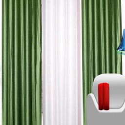 BELLA TRUE Green & White 3 Pieces Long Door Curtains-image-95