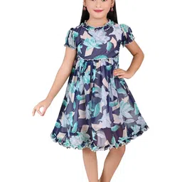 CHANDRIKA Girls Blue Viscose Rayon Dresses-picture-1