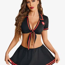 Xivir Cosplay with Tie Top and Mini Pleated Skirt Baby Doll-image-13