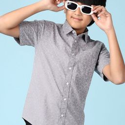 V-Mart Boys Spread Collar Geometric Printed Cotton Casual Shirt-image-79