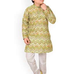 Little Needle Boys Ethnic Motifs Printed Regular Chikankari Kurta with Trousers-51