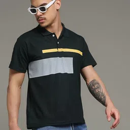 Nins Moda Geometric Printed Polo Collar Cotton T-shirt-picture-48