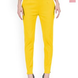 MIXFIT Women Pack of 2 Regular Fit Mid-Rise Flat-Front Cotton Regular Trousers-picture-3