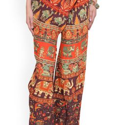 Exotic India Women Printed Relaxed Straight Leg High-Rise Trousers-image-97