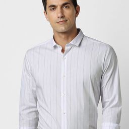 Peter England Slim Fit Vertical Stripes Formal Shirt-image-94