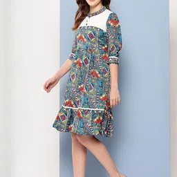 Turquoise Blue Nylon Dresses-image-52