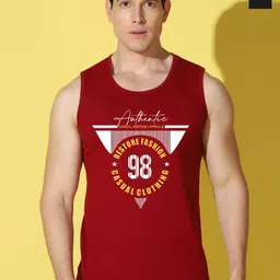 WOOSTRO Pack Of 2 Printed Combed Cotton Gym Vests VWS26(98 MAROON)(HARD BLACK)-image-54