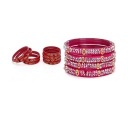 1ST TIME Set Of 12 Red Alloy Artificial Stones & Beads Antique Bangles-picture-46