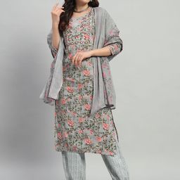 KALINI Women Floral Printed Regular Thread Work Kurta with Patiala & With Dupatta-picture-30