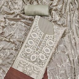 Blissta Floral Embroidered Organza Unstitched Dress Material-image-84
