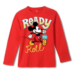 Wear Your Mind Boys Mickey Mouse Printed Pure Cotton Applique T-shirt-image-91