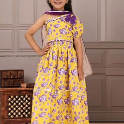 Cutiekins Girls Printed Ready to Wear Lehenga & Blouse With Dupatta-image-97