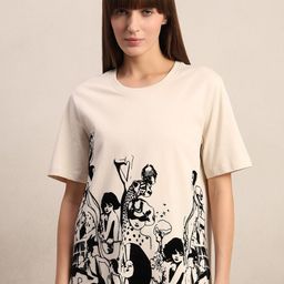 Vero Moda Graphic Printed Pure Cotton T-shirt-image-96