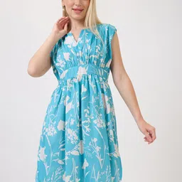 Amarasha Floral Print Crepe Fit & Flare Dress-picture-27